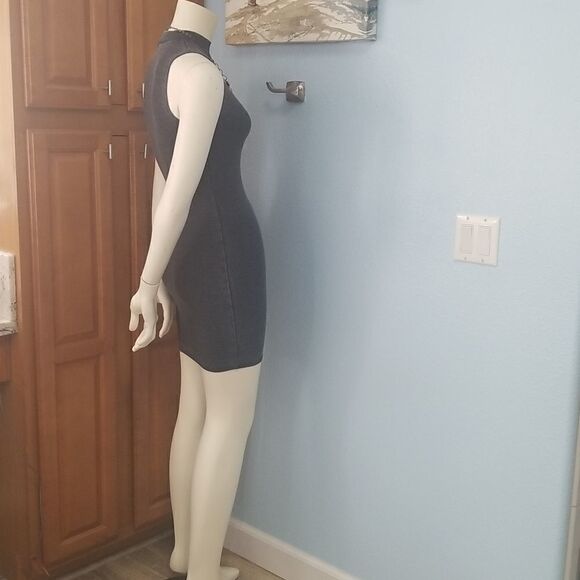 Heart & Hips Black Mock Neck Ribbed Mini Dress - Picture 4 of 9